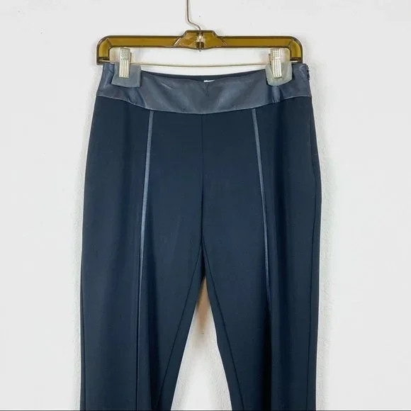 Cache Black Faux Leather Stripe Pants